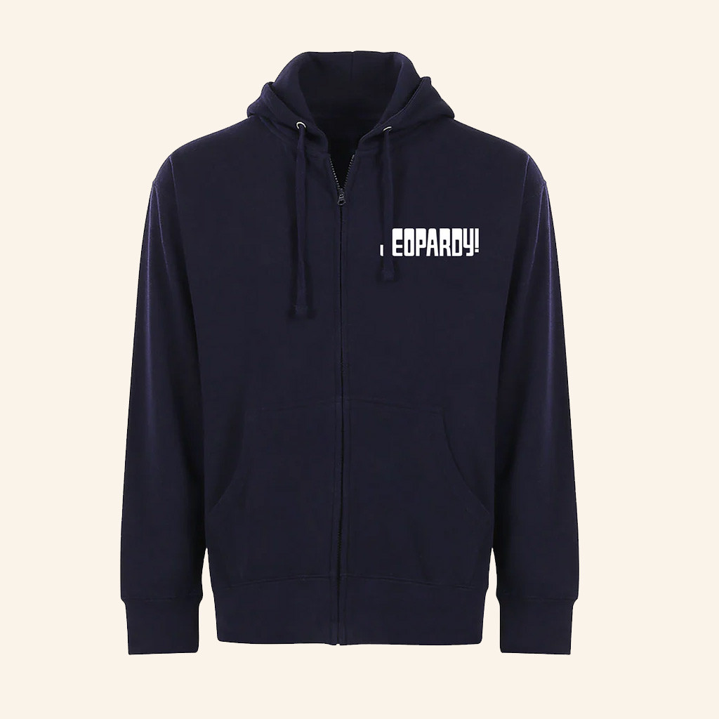 Jeopardy Merch Jeopardy Logo Navy Zip Hoodie Birthday Gift Ideas For Sister