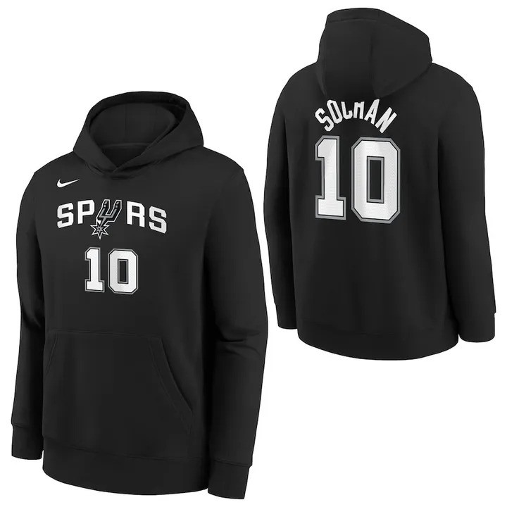 Jeremy Sochan Merch Hoodie San Antonio Spurs Nike Icon Name & Number Hoodie Fan Gifts