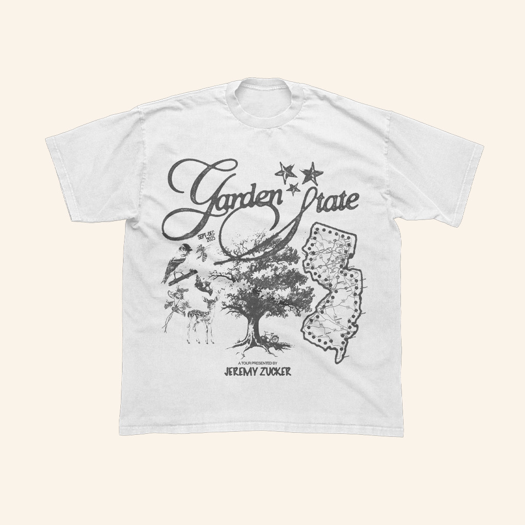 Jeremy Zucker Merch Garden State Map T-Shirt White Gifts For Music Fans