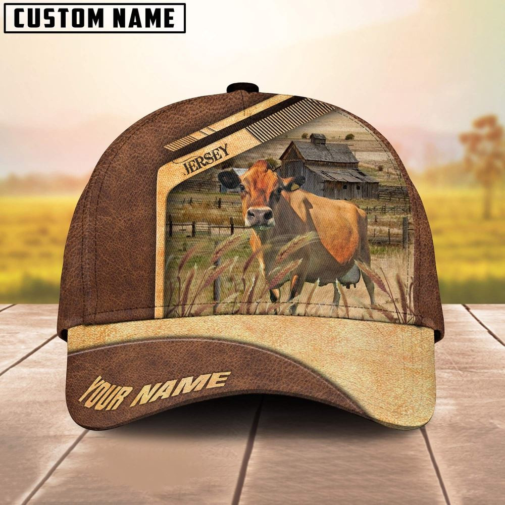 Jersey Cattle Customized Name Brown Farm Cap Farm Cap Farmer Baseball Cap Gift For Farmer