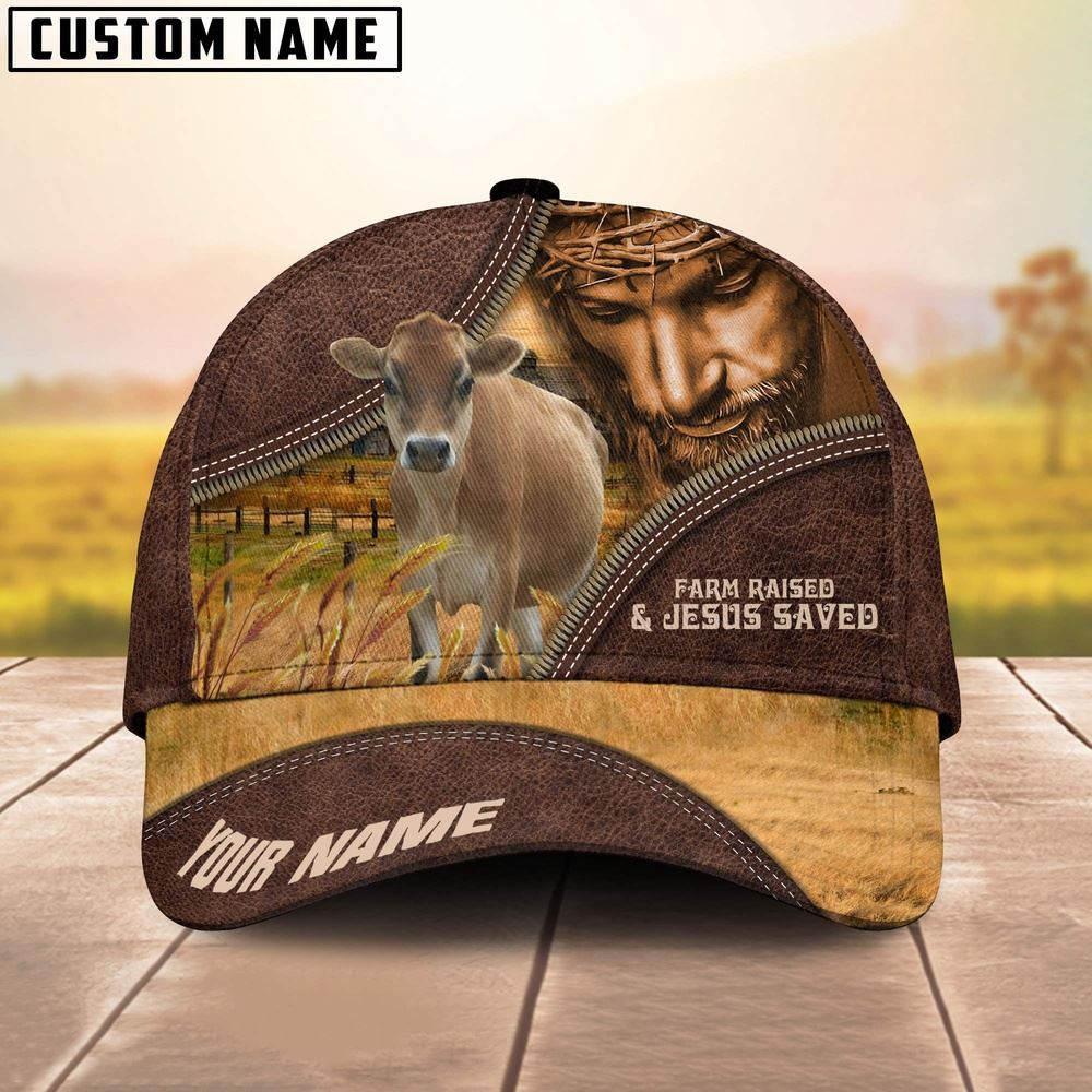 Jersey Farm & Jesus Customized Name Cap Farmer Baseball Cap Gift For Farmer