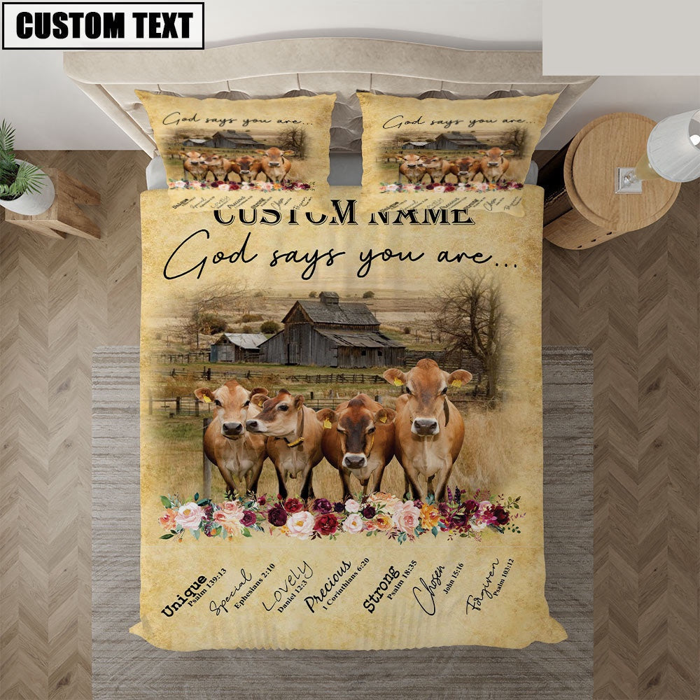 Jersey God Says You Are Custom Name Bedding Set Farm Bedding Set Couple Gifts