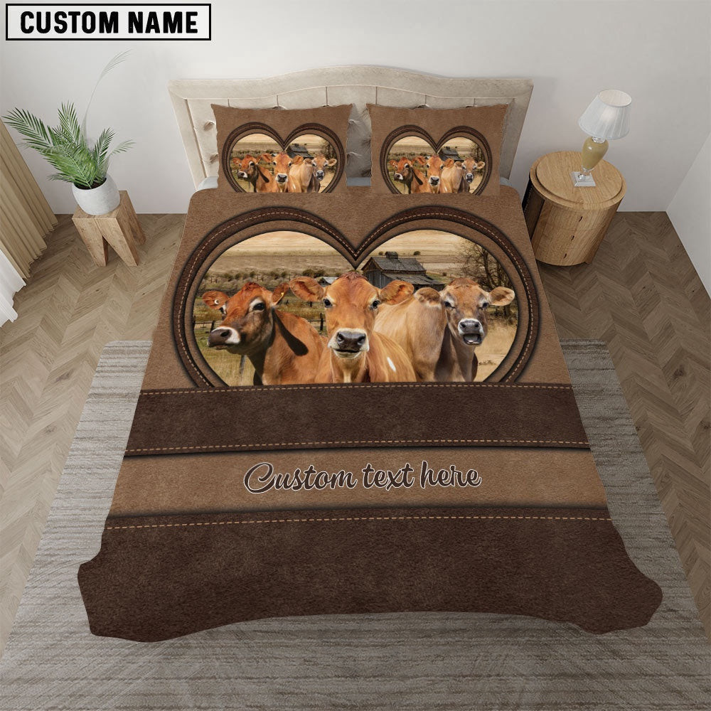 Jersey In Heart Custom Name Xmas Holiday Bedding Set Farm Bedding Set Couple Gifts