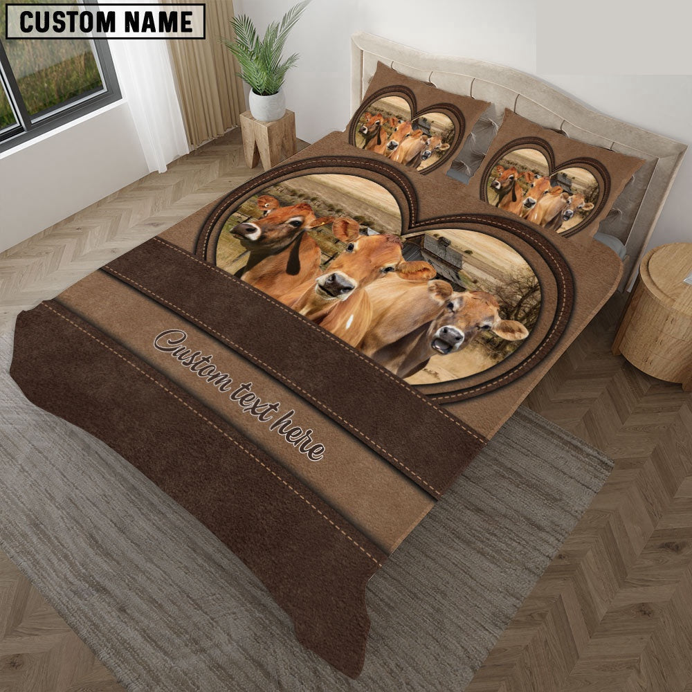 Jersey In Heart Custom Name Xmas Holiday Bedding Set Farm Bedding Set Couple Gifts