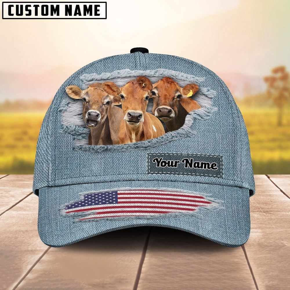 Jersey Jeans Pattern Customized Name Cap Farm Cap Farmer Baseball Cap Gift For Farmer