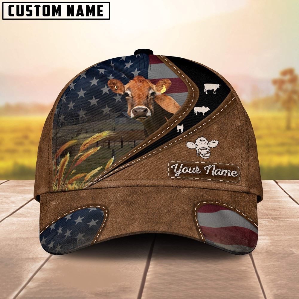 Jersey Leather Pattern American Customized Name Cap Farmer Baseball Cap Gift For Farmer