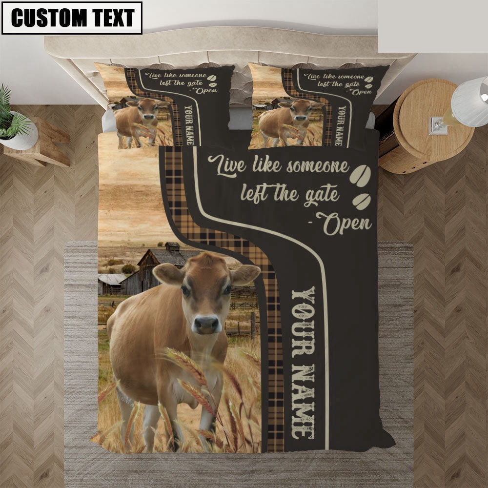 Jersey Like Someone Left The Gate Open Customized Name Bedding Set Farm Couple Gifts