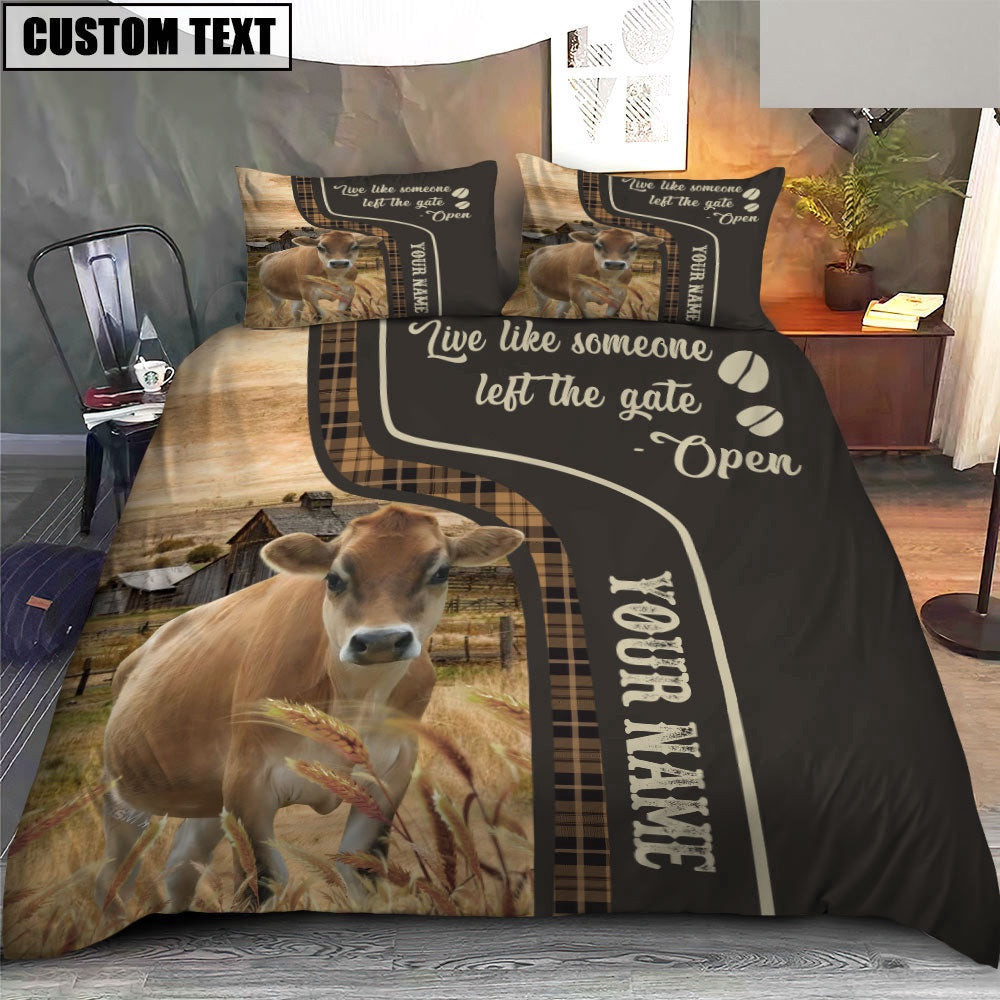 Jersey Like Someone Left The Gate Open Customized Name Bedding Set Farm Couple Gifts