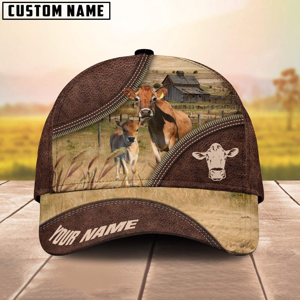 Jersey On The Farm Customized Name 3D Brown Cap Farmer Baseball Cap Gift For Farmer