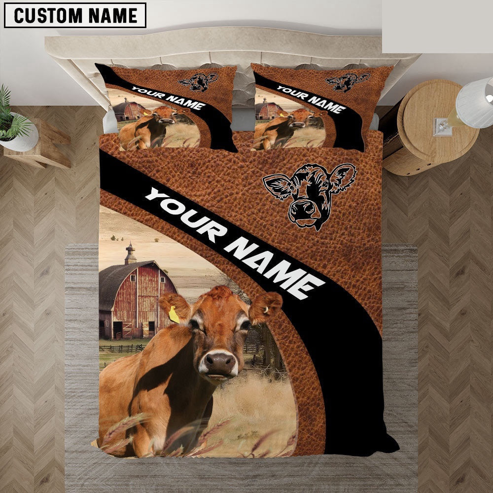 Jersey On The Farm Customized Name Red Barn Bedding Set Farm Bedding Set Couple Gifts