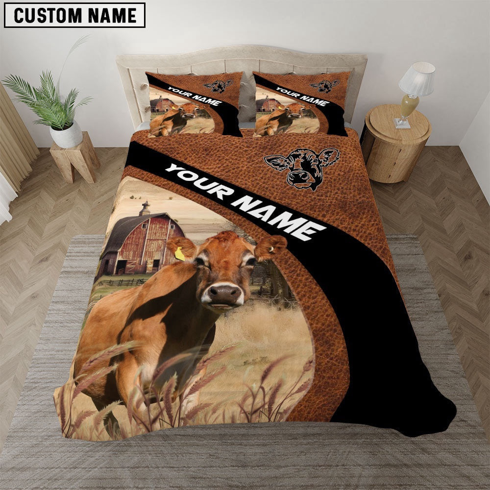 Jersey On The Farm Customized Name Red Barn Bedding Set Farm Bedding Set Couple Gifts
