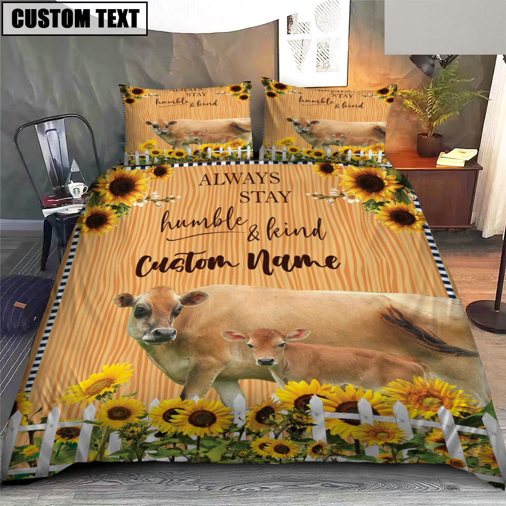 Jersey Stay Humble And Kind Custom Name Bedding Set Farm Bedding Set Couple Gifts