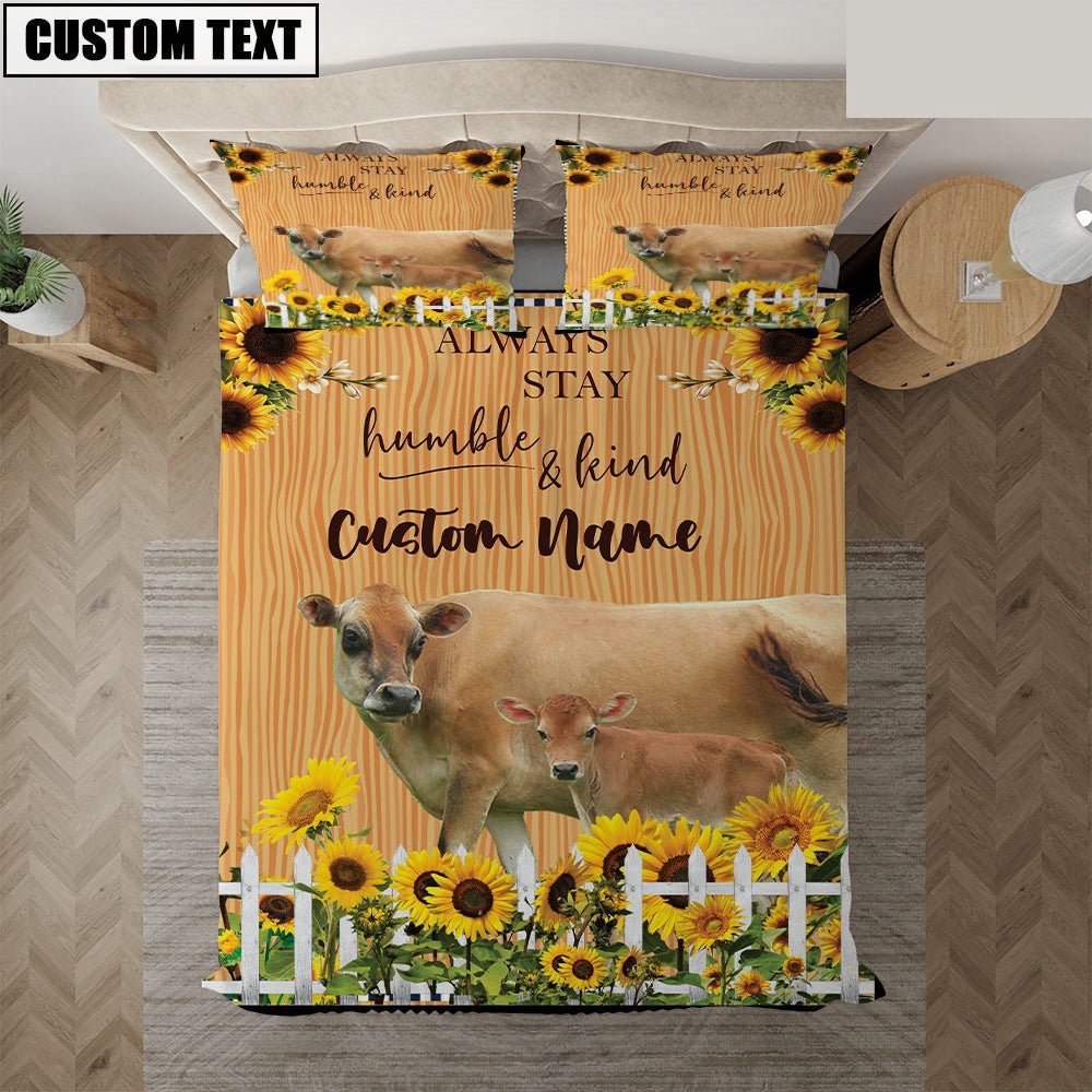 Jersey Stay Humble And Kind Custom Name Bedding Set Farm Bedding Set Couple Gifts