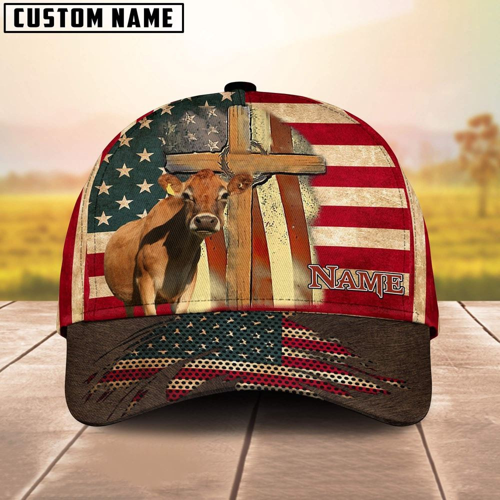 Jersey USA Flag Customized Name Cap Farm Cap Farmer Baseball Cap Gift For Farmer