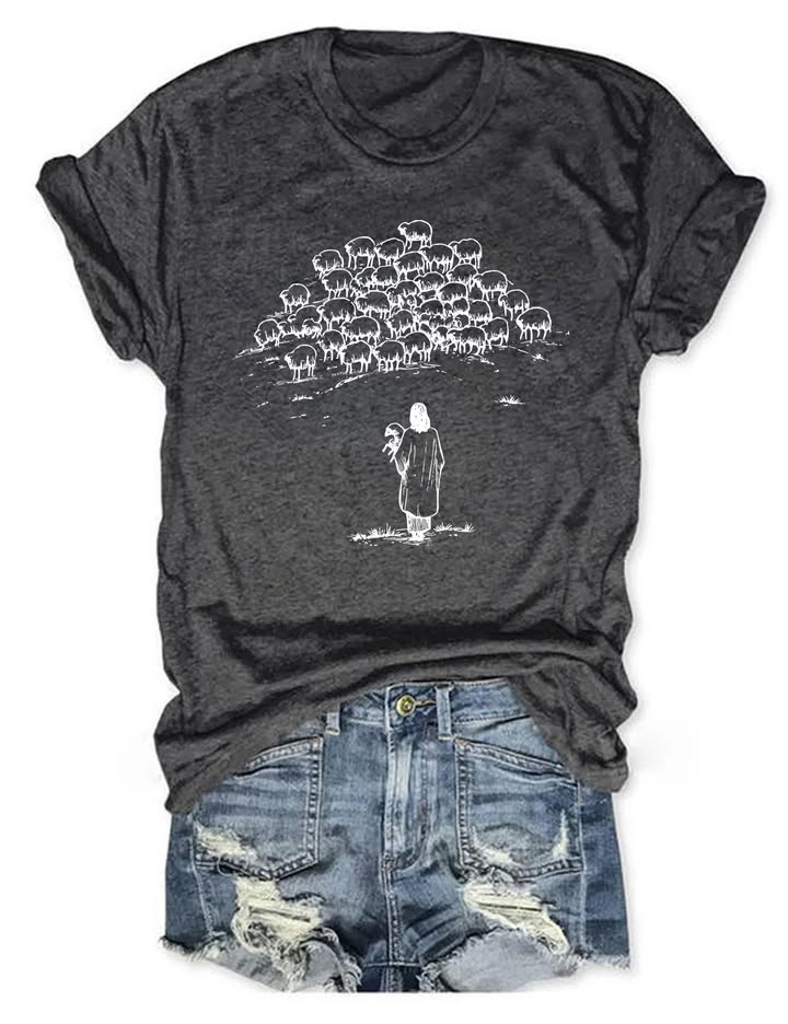Jesus And Sheep T-Shirt Funny Christian Humor Clothing Gift For Christian