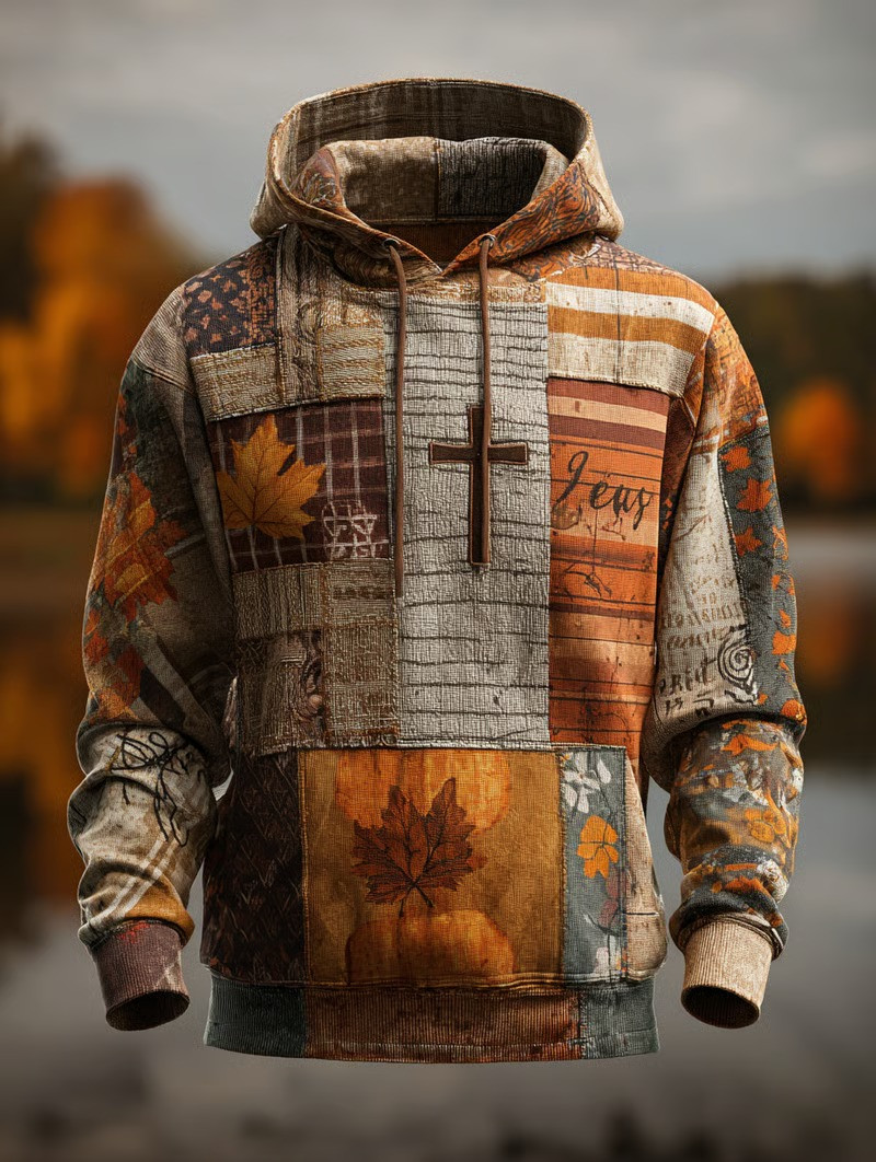 Jesus Autumn Harvest Hoodie Fall Pumpkin Leaves Christian Faith Apparel Cozy Gift For Believers