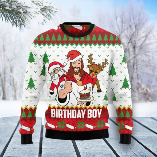 Jesus Birthday Boy Ugly Christmas Sweater Funny Jesus And Santa Jumpers Xmas Gift Ideas