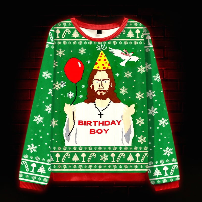 Jesus Birthday Boy Ugly Christmas Sweater Funny Jesus Xmas Holiday Gifts For Catholic