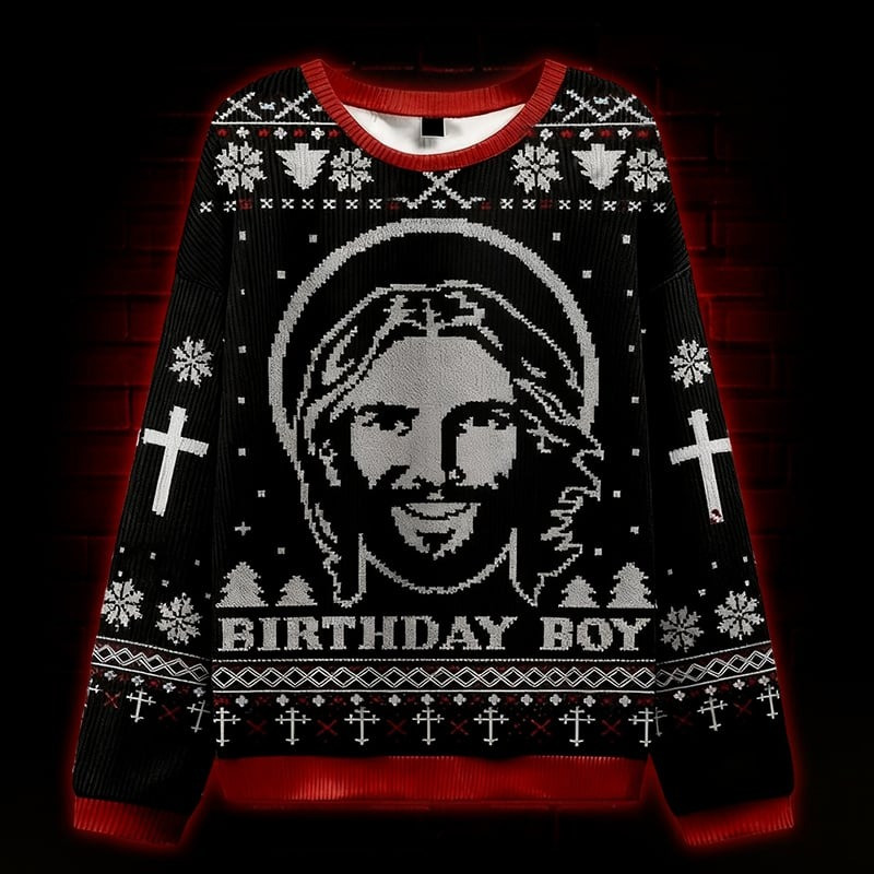 Jesus Birthday Boy Ugly Christmas Sweatshirt Funny Jesus Xmas Gifts Apparel For Christians