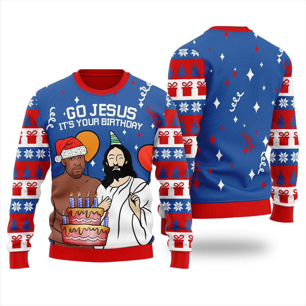 Jesus Birthday Party Ugly Christmas Sweater For Women Exclusive Holiday Sweater Merch for Gift Giving