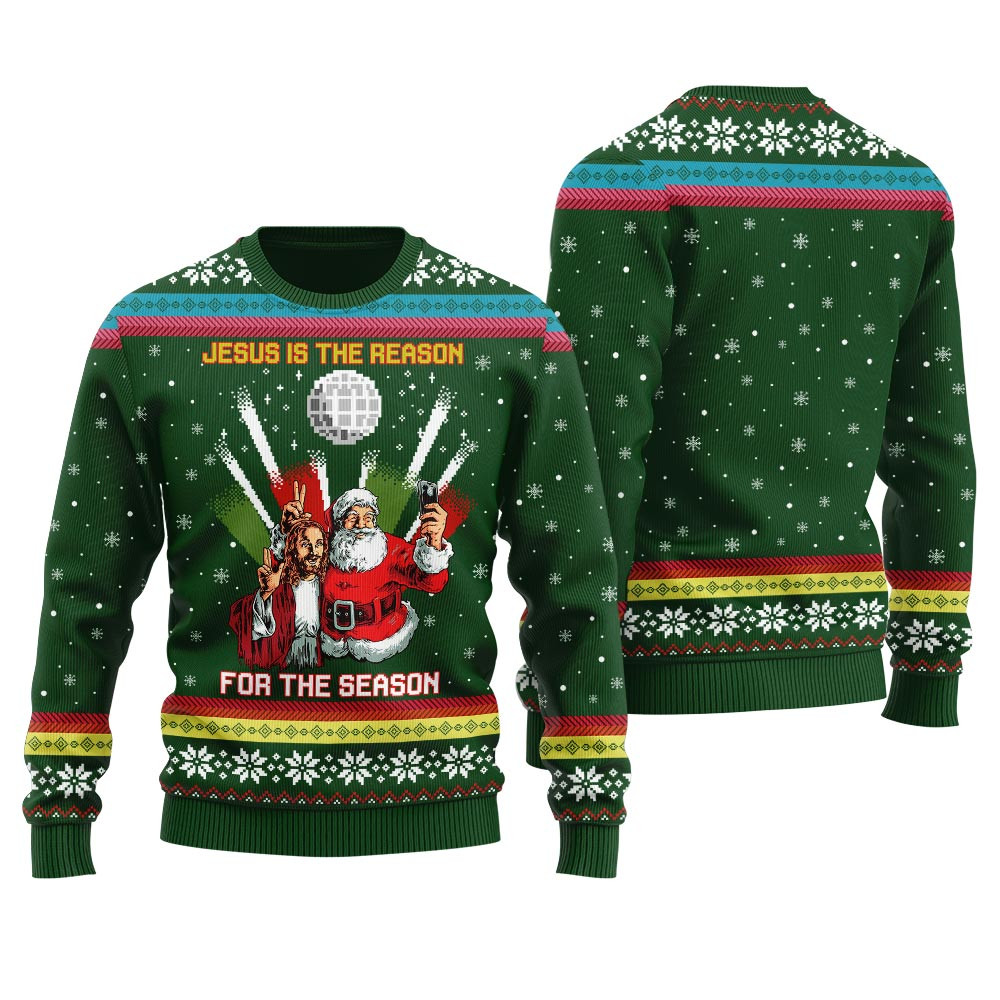 Jesus Birthday Party With Santa Ugly Christmas Sweater Perfect Gift Sweater for Friends and Family