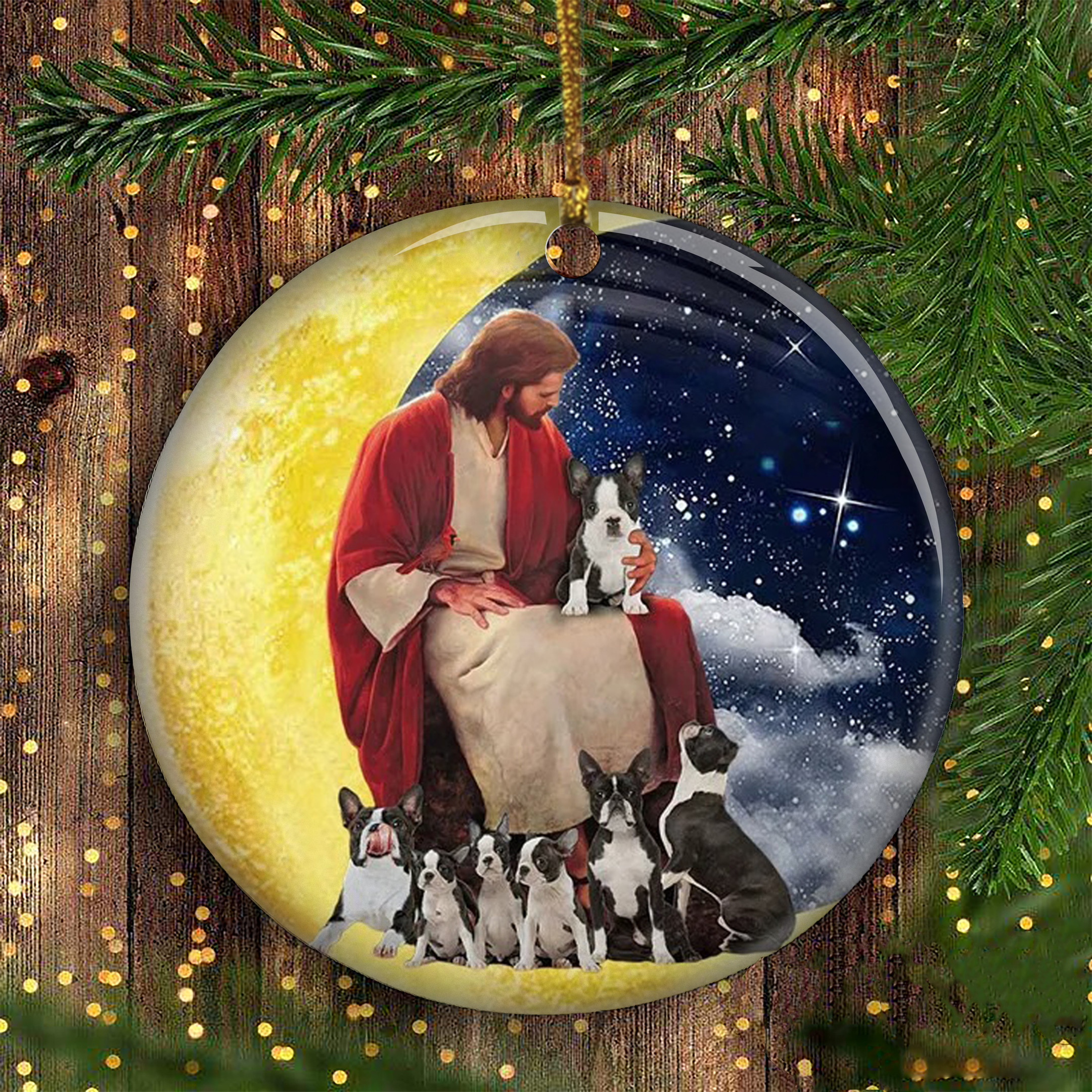 Jesus Boston Terrier Ornament Christian Christmas Ornament Boston Terrier Owner Gifts