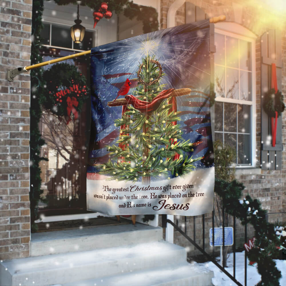 Jesus Christ The Greatest Gift Christmas Flag
