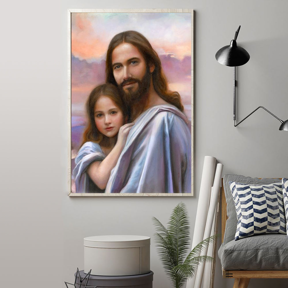 Jesus Christ With Girl Poster Christian Wall Art Home Decorations