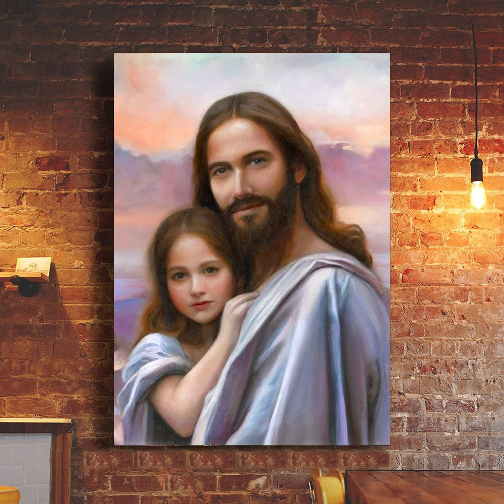 Jesus Christ With Girl Poster Christian Wall Art Home Decorations