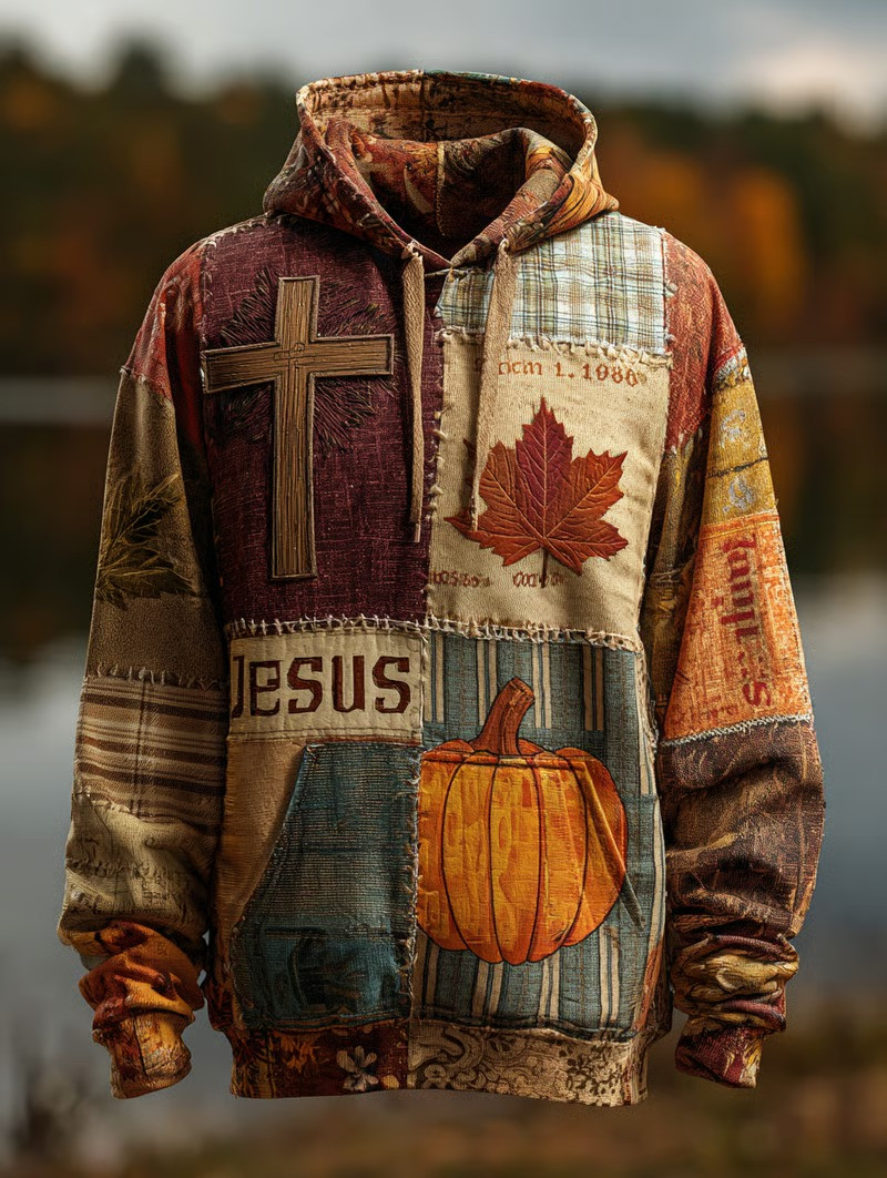 Jesus Cross Autumn Hoodie Fall Harvest Pumpkin Leaf Christian Faith Cozy Gift For Believers Ideas