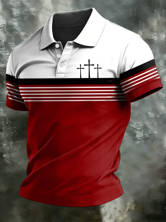 Jesus Cross Polo Shirt Christian Faith Apparel Patriotic Bold Streetwear Best Gift For Believers