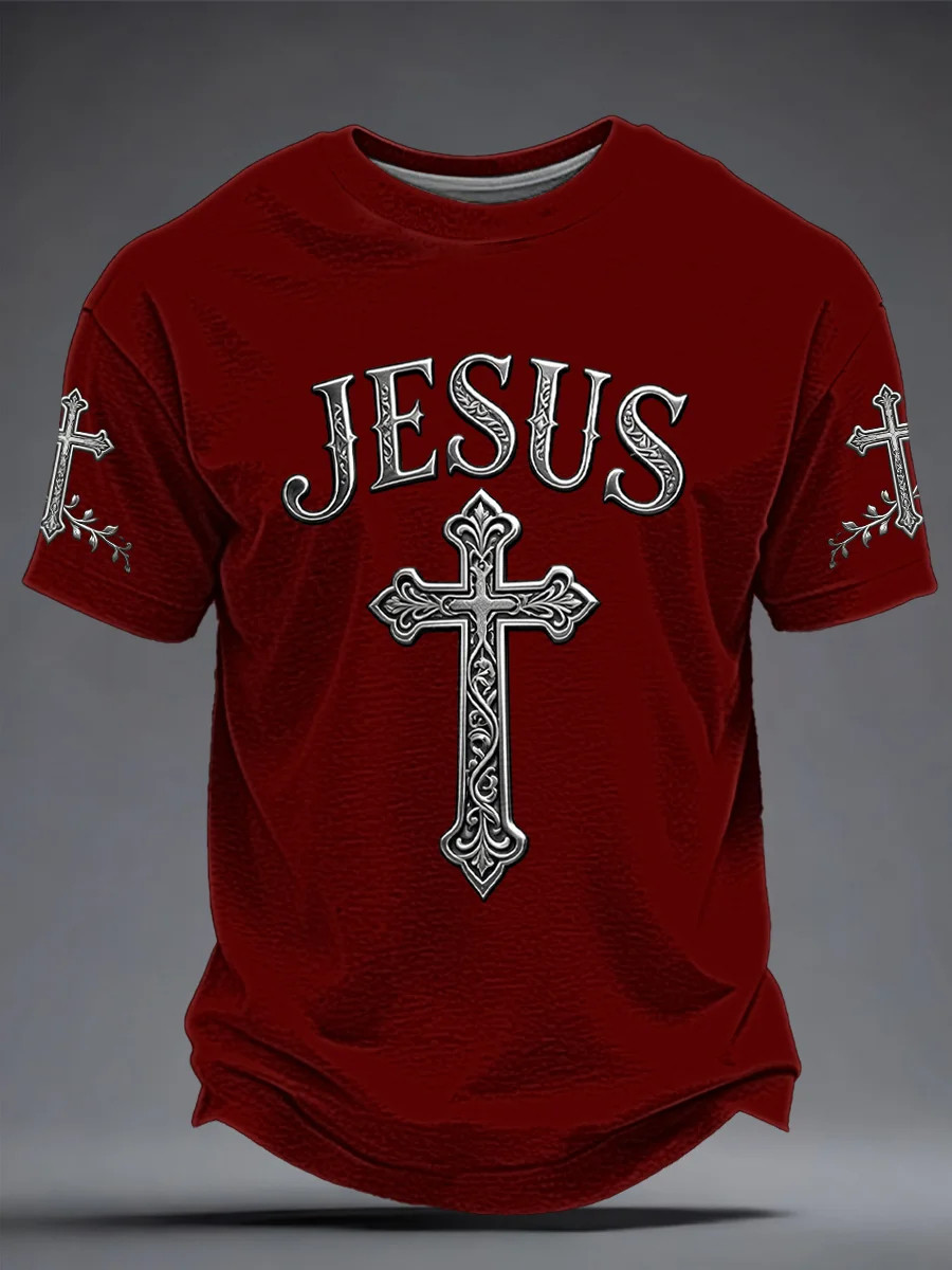 Jesus Cross T-Shirt Christian Faith Graphic Tees Church Apparel Father Day Gift Ideas
