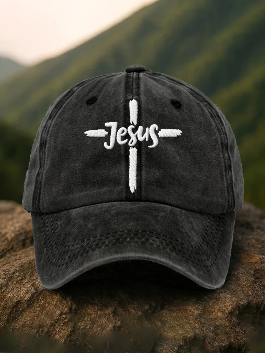 Jesus Cross Washed Baseball Hat Christian Faith Apparel Best Gift For Believers