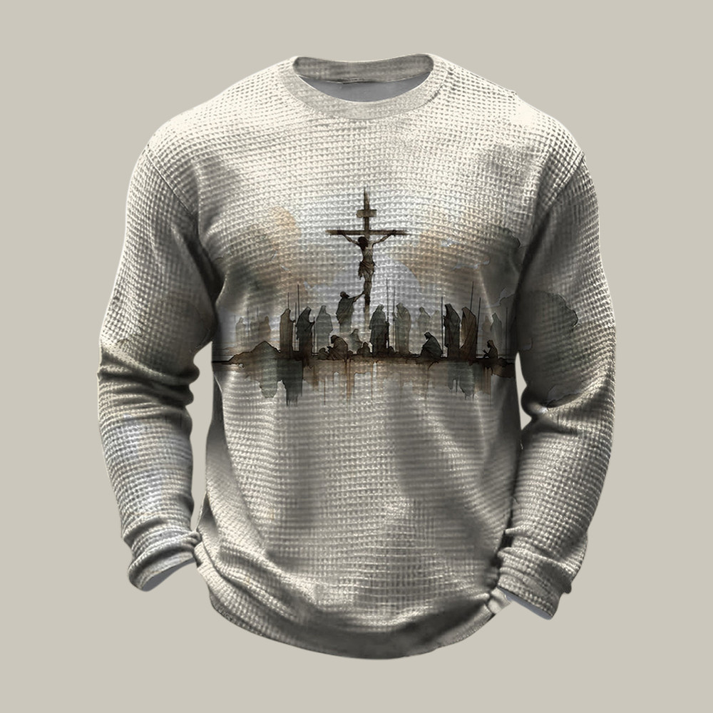 Jesus Crucifixion Scene Long Sleeve Shirt God Is Good Apparel Christian Gift For Dad Birthday