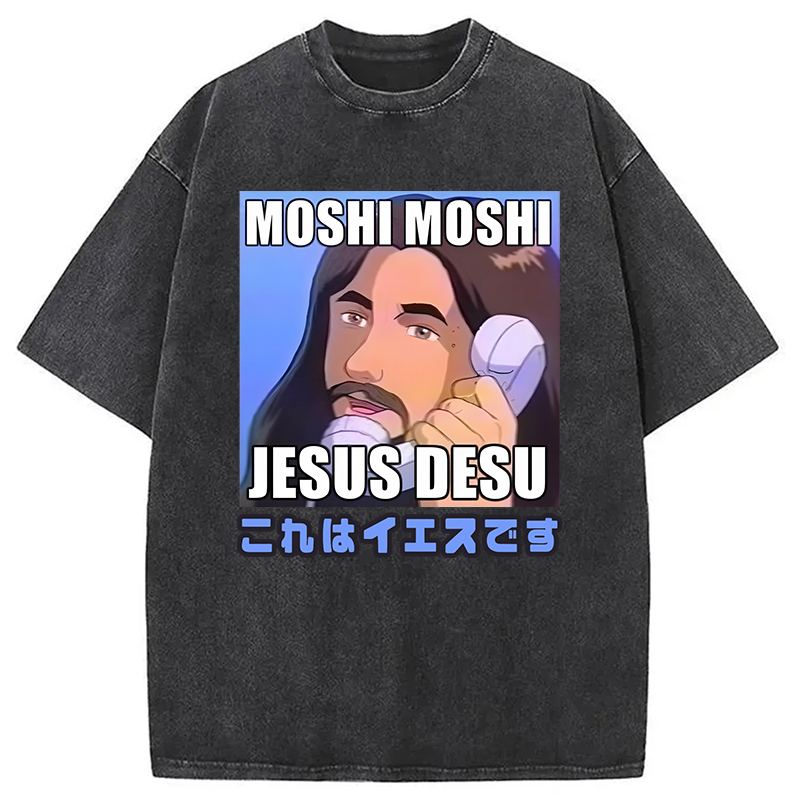 Jesus Desu Vintage Washed T-Shirt Trendy Aesthetic Graphic Apparel Gifts For Besties
