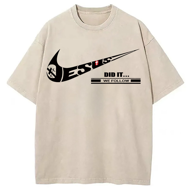 Jesus Did It Christian Washed T-Shirt Cool Graphic Tee For Men Women Gifts For BFF Jesus Did It Christian Washed T-Shirt Cool Graphic Tee For Men Women Gifts For BFF