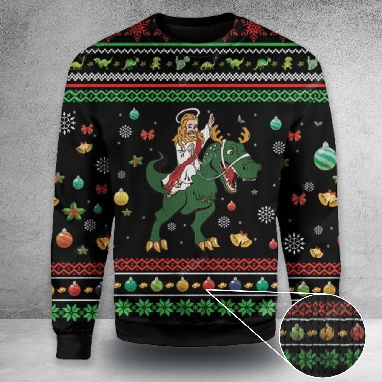 Jesus Dinosaur Ugly Christmas Sweater Adult Dinosaur Christmas Sweater Gift For Christian