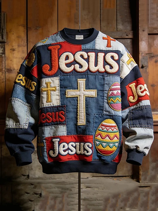 Jesus Easter Egg Sweatshirt Faith Cross Religious Holiday Apparel Best Gift For Christian Believers