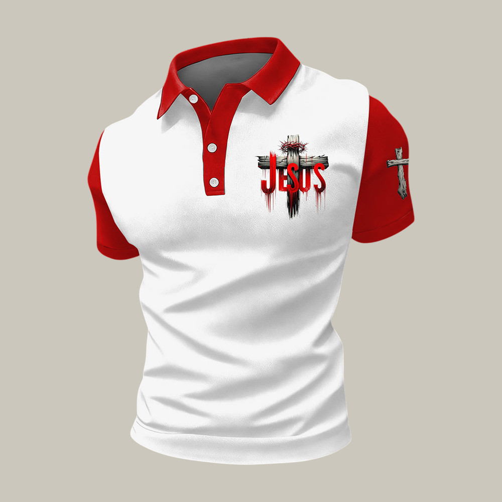 Jesus Faith Cross Polo Shirt In God We Trust Clothes Unique Present For Christians
