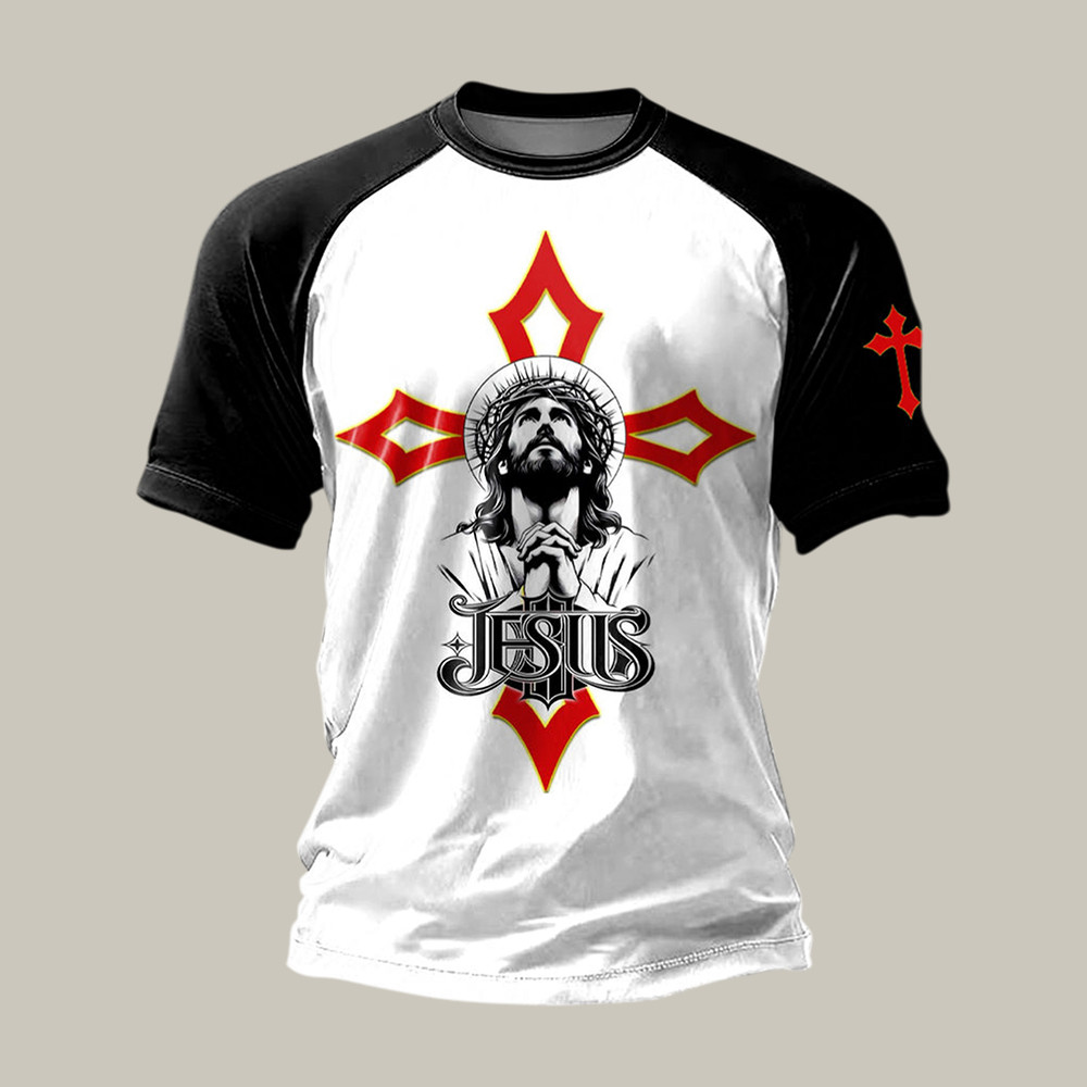 Jesus Faith Cross T-Shirt Christian Themed Shirt Best Present For Father's Day