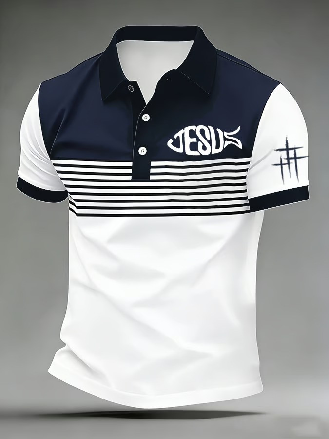 Jesus Faith Polo Shirt Christian Cross Ichthus Sleeve Streetwear Apparel Best Gift For Believers