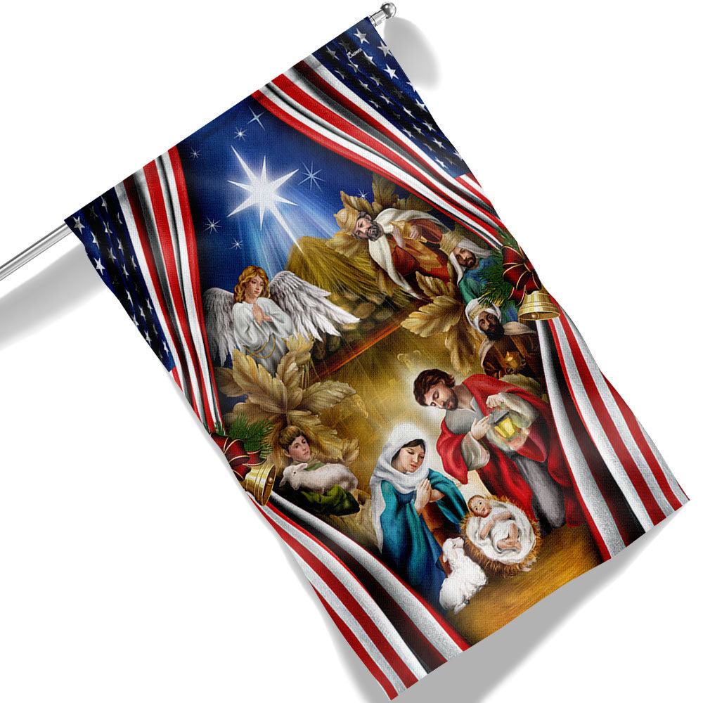 Jesus Family Nativity Of Jesus Christmas American Flag