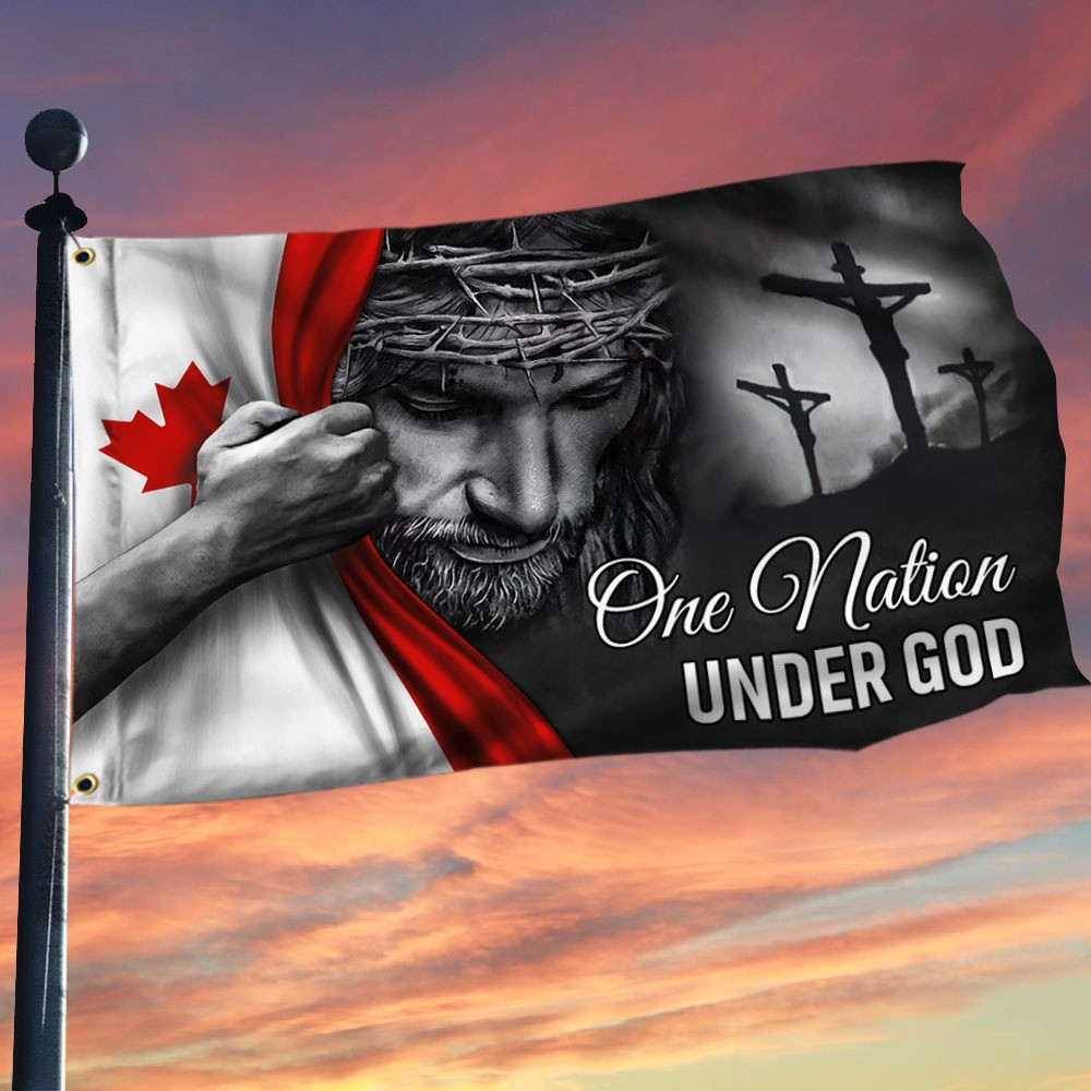 Jesus Flag One Nation Under God Canadian Grommet Flag Christian Faith Gift Ideas