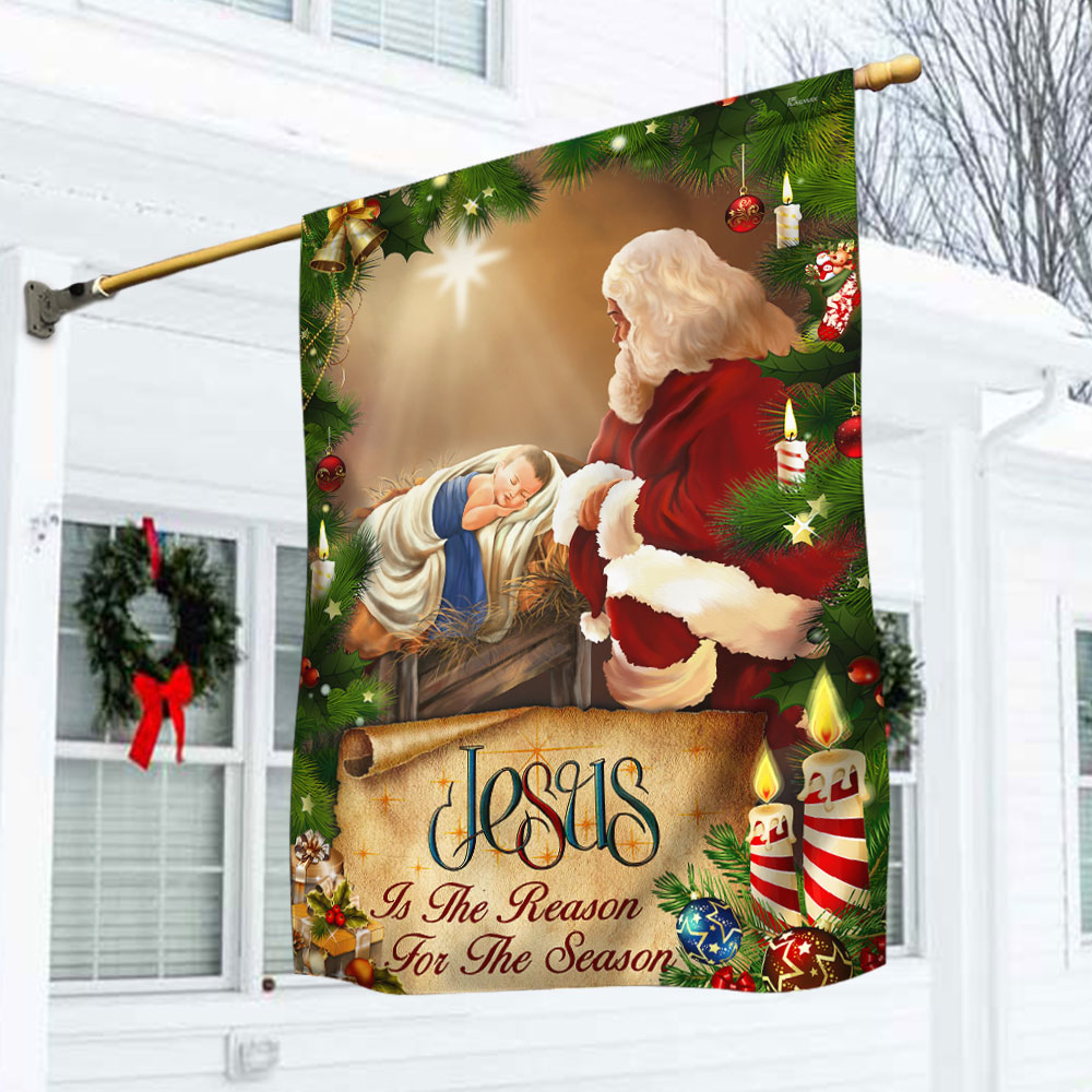 Jesus Flag Santa Claus Jesus Is The Reason For Christmas Season Flag