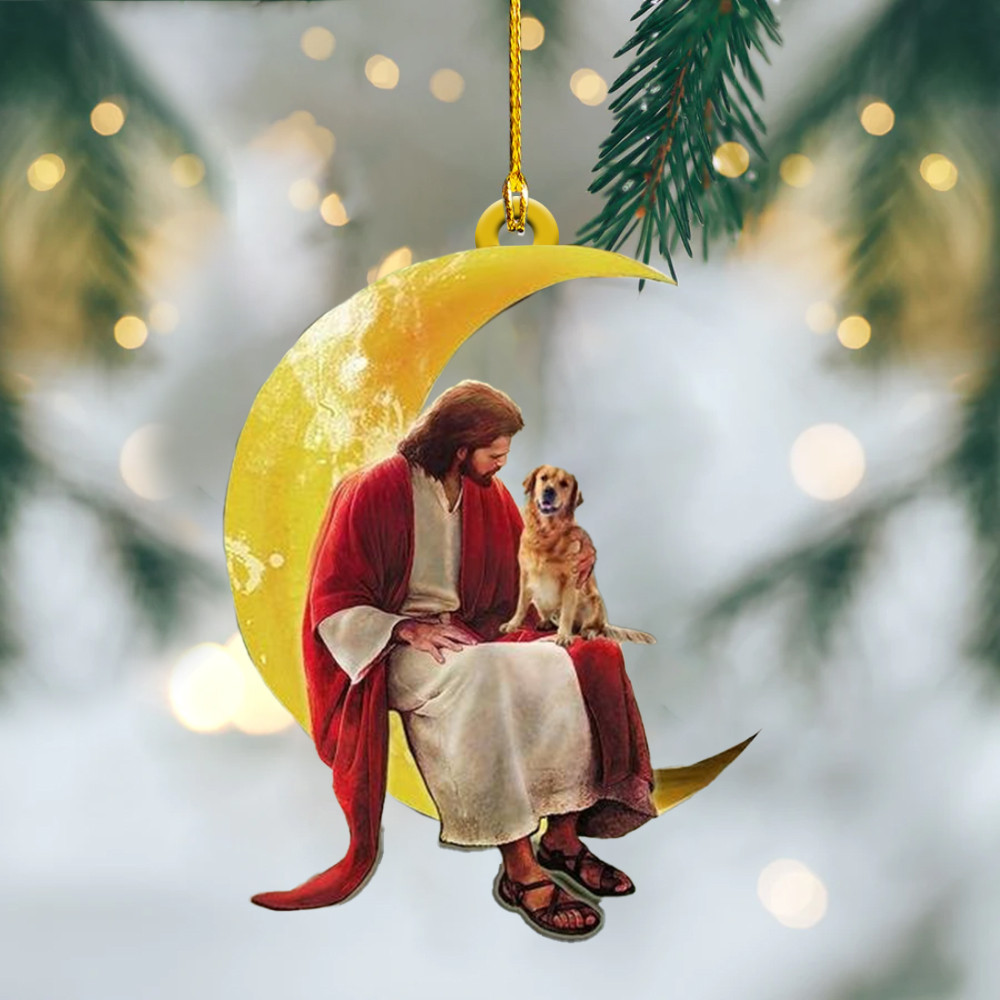 Jesus Golden Retriever Christmas Ornament Dog Owner Religious Christmas Tree Ornaments 2024