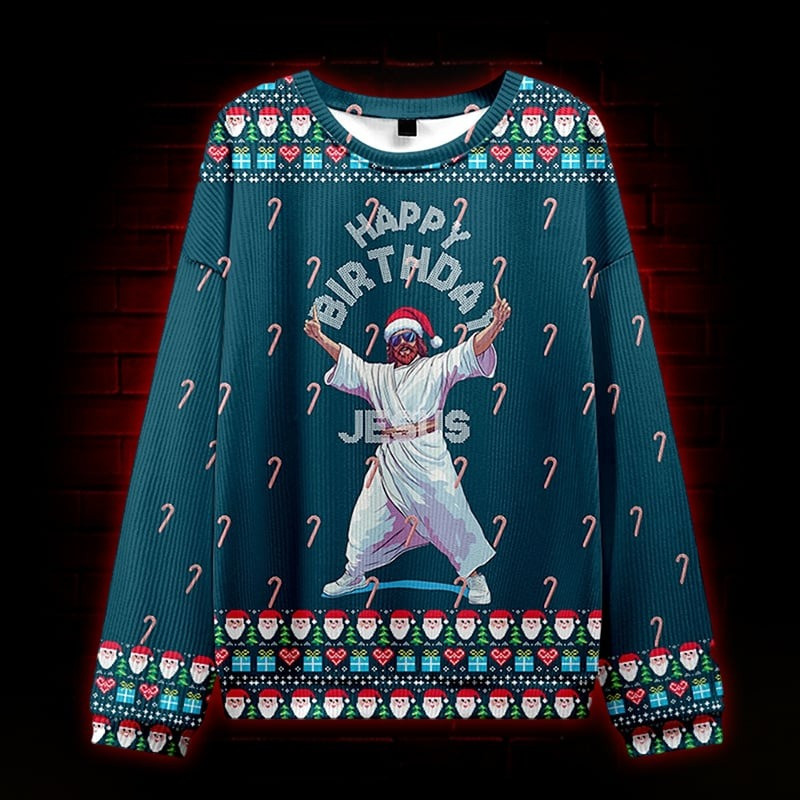 Jesus Happy Birthday Ugly Christmas Sweater Funny Xmas Apparel Holiday Gifts For Catholic