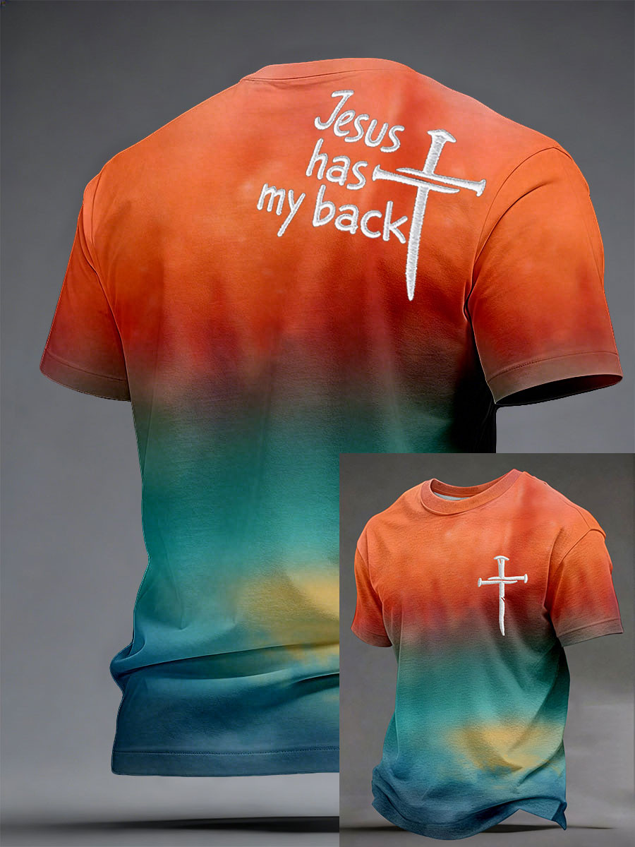 Jesus Has My Back T-Shirt Religious Cross Clothing Unique Gift For Men