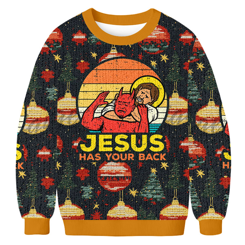 Jesus Has Your Back Christmas Ugly Sweater Holiday Apparel Christmas Gift Ideas