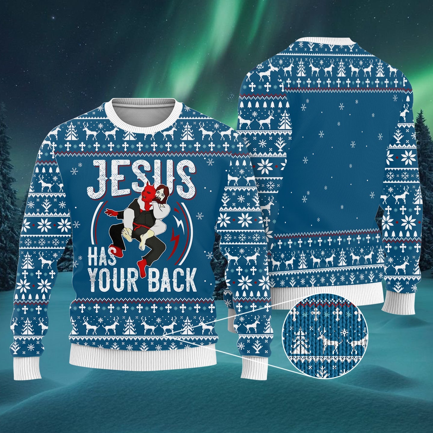 Jesus Has Your Back Ugly Christmas Sweater Funny Jesus Jumpers Xmas Gifts For Supporters