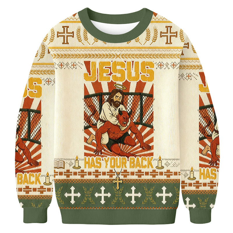 Jesus Has Your Back Ugly Sweater Jesus Apparel Christmas Gifts For Christian